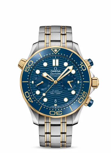 Omega Seamaster Diver 300M Master Co-Axial 44 Chronograph Stainless Steel / Yellow Gold / Blue / Bracelet 210.20.44.51.03.001 (21020445103001)